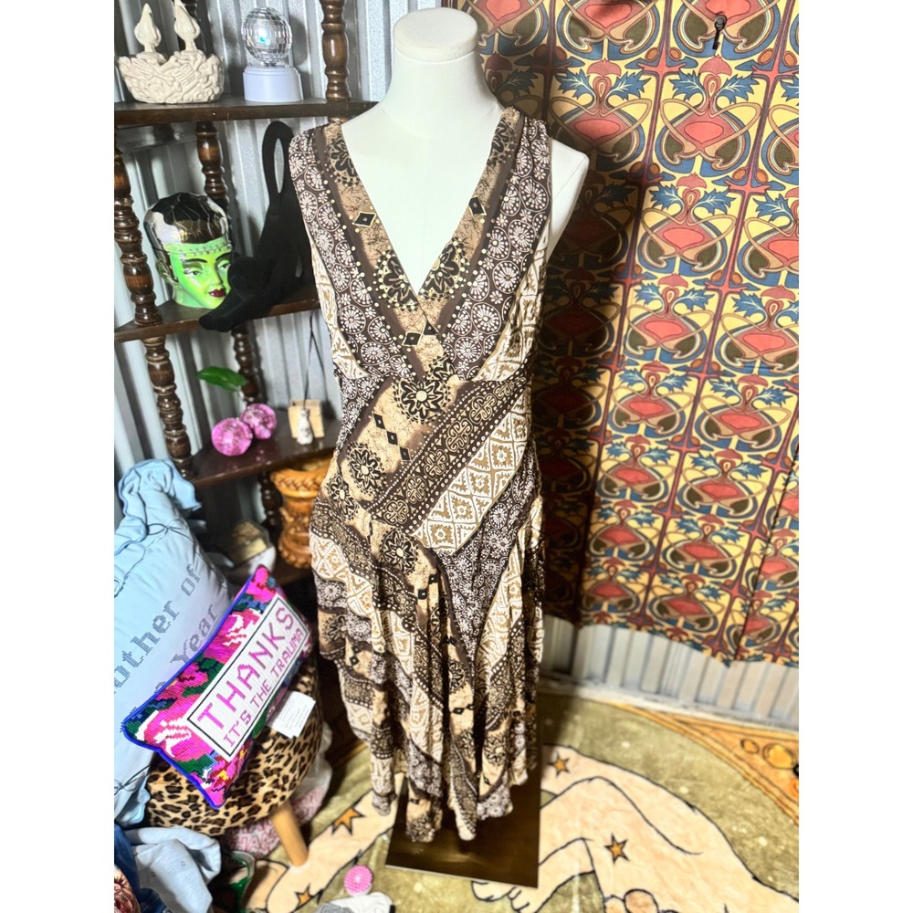 Rabbit Rabbit Rabbit Designs‎ Brown Print Sleeveless Maxi Dress